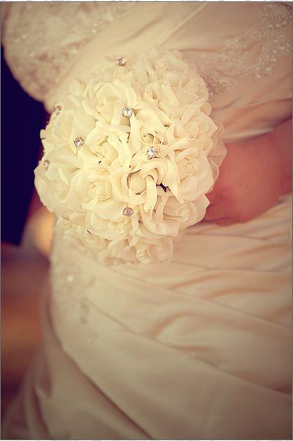 Ivory Silk Rose Hand Tie (36 Roses) - Silk Bridal Wedding Bouquet