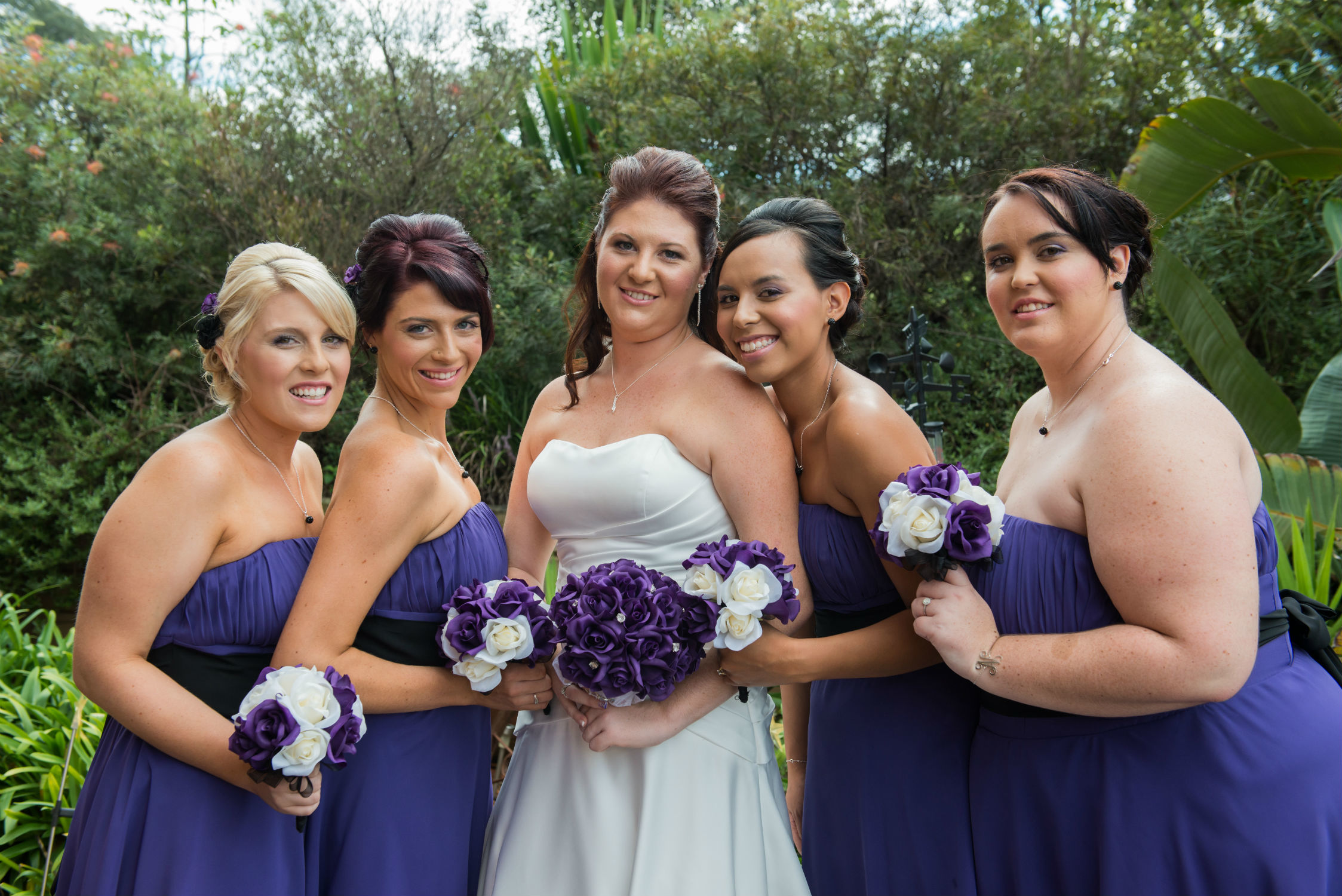 Purple Silk Rose Hand Tie (24 Roses) - Silk Bridal Wedding Bouquet