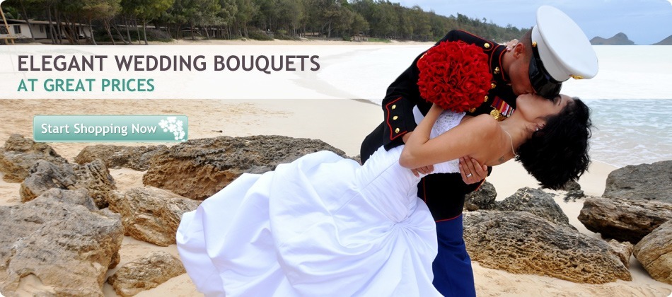 Red Silk Rose Hand Tie (3 Dozen Roses) - Bridal Wedding Bouquet