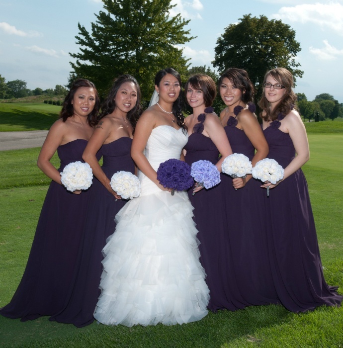 Purple Silk Rose Hand Tie (3 Dozen Roses) - Bridal Wedding Bouquet