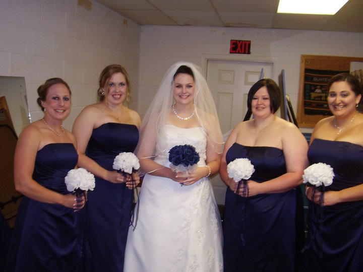 Navy Blue Silk Rose Toss Bouquet - 1 Dozen Silk Roses - Bridal Wedding Bouquet