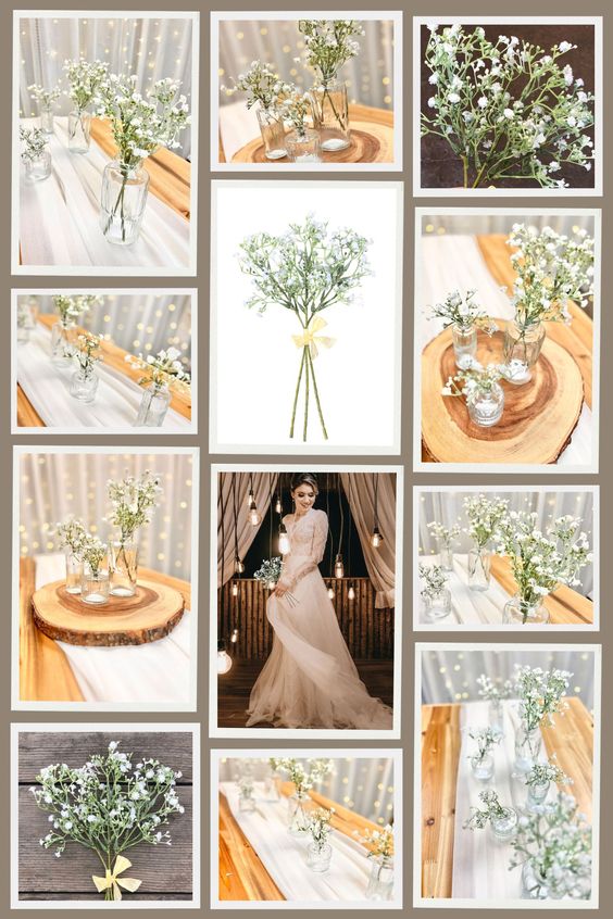 Collage of Babys Breath Centerpiece Ideas