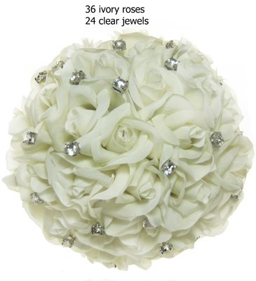 Ivory Silk Rose Hand Tie (3 Dozen Roses) - Bridal Wedding Bouquet