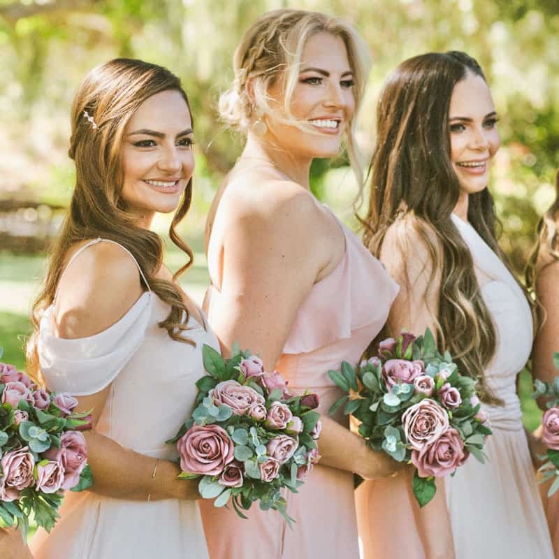 Bridesmaid Bouquets with Faux Flowers