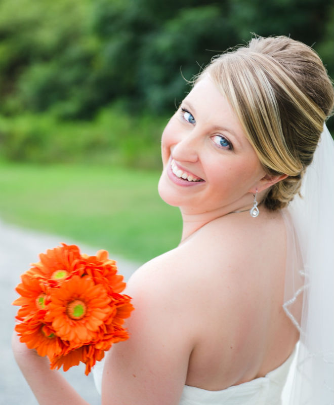 Tangerine Orange Daisy Bouquet - Bridal Wedding Bouquet